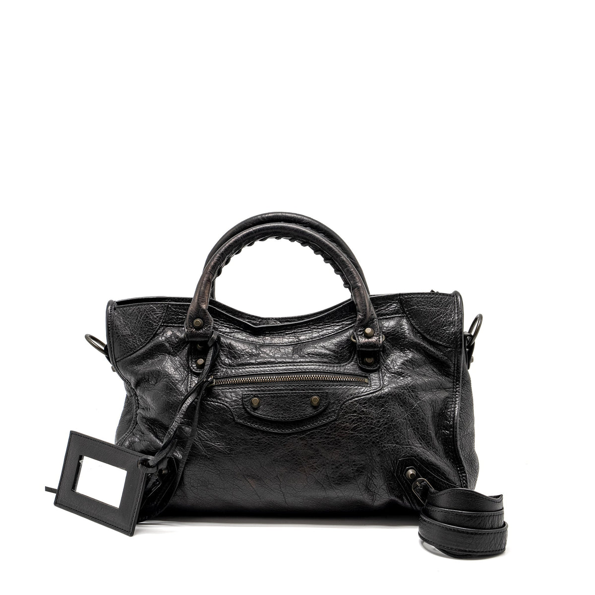 BALENCIAGA GIANT CITY BAG LEATHER BLACK RUTHENIUM HARDWARE