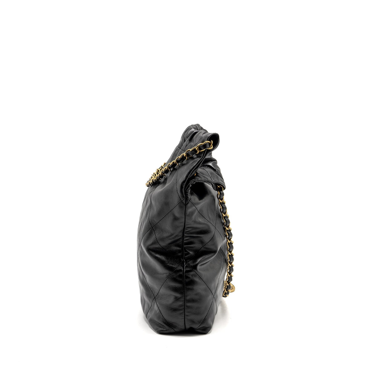 CHANEL MEDIUM 22 BAG SHINY CALFSKIN BLACK GHW (MICROCHIP)