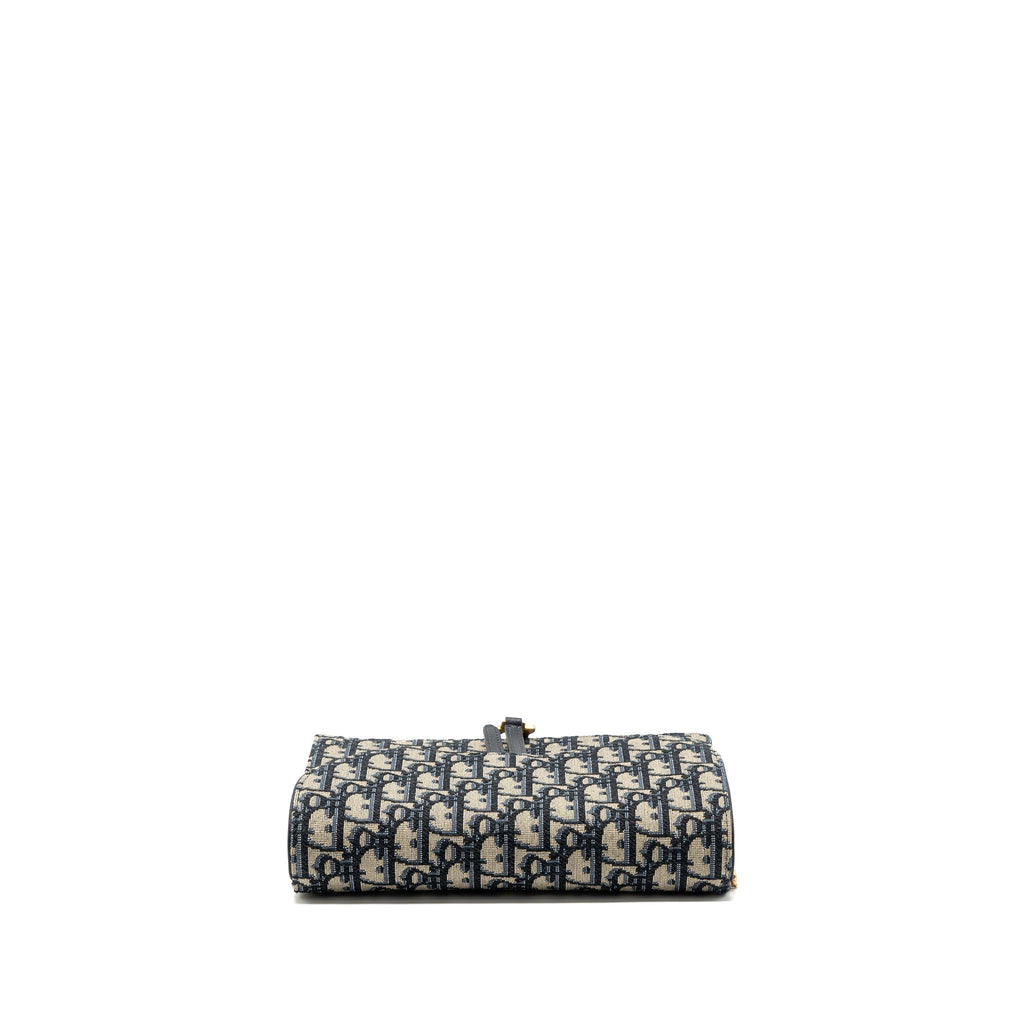 DIOR SADDLE POUCH BLUE DIOR OBLIQUE JACQUARD CANVAS GHW