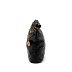CHANEL MEDIUM 22 BAG SHINY CALFSKIN BLACK BRUSHED GHW(MICROCHIP)