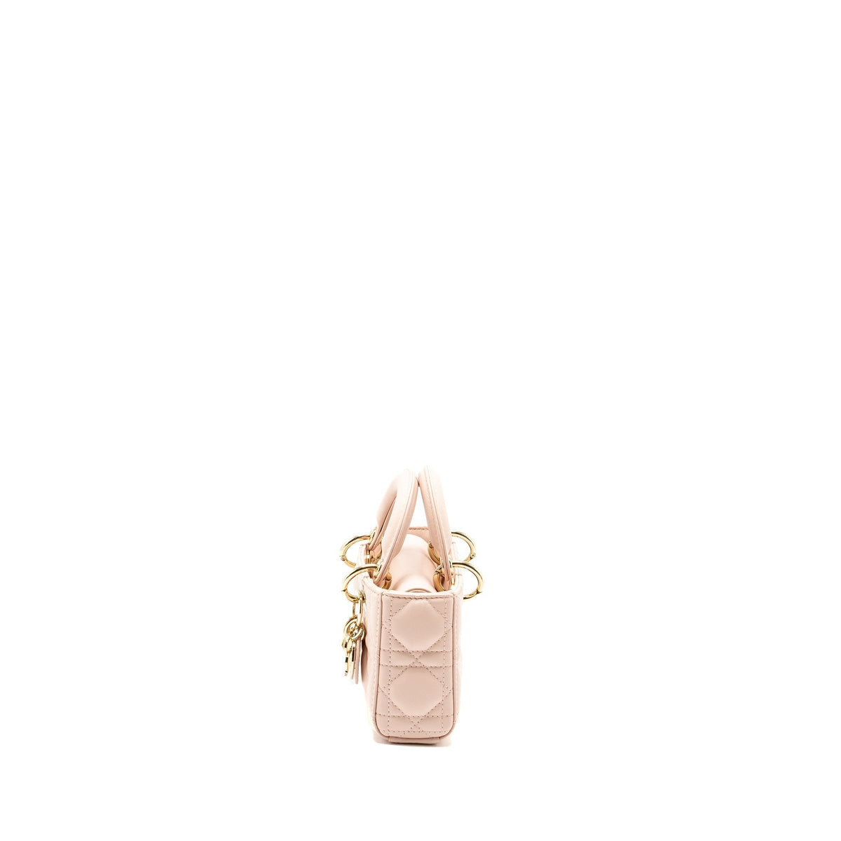DIOR LADY D-JOY MICRO BAG LAMBSKIN POWDER PINK LGHW