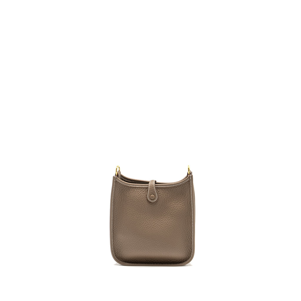 HERMES Mini Evelyne Clemence Etoupe / Blue Nuit GHW