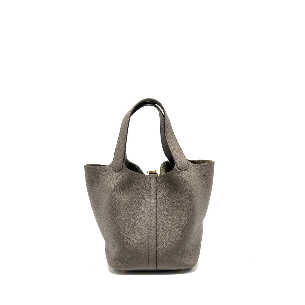 Hermes Picotin 22 Lock Bag Clemence Gris Etain GHW