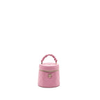 CHANEL TOP HANDLE ROUND VANITY CASE LAMBSKIN PINK LGHW