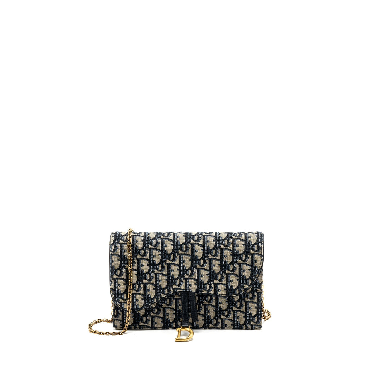 DIOR SADDLE POUCH BLUE DIOR OBLIQUE JACQUARD CANVAS GHW