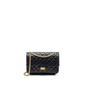 CHANEL SMALL 2.55 REISSUE DOUBLE FLAP BAG AGED CALFSKIN BLACK GHW