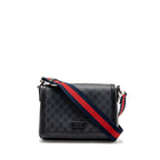 GUCCI MESSENGER BAG GG SUPREME CANVAS BLACK MULTICOLOUR STRAP SHW