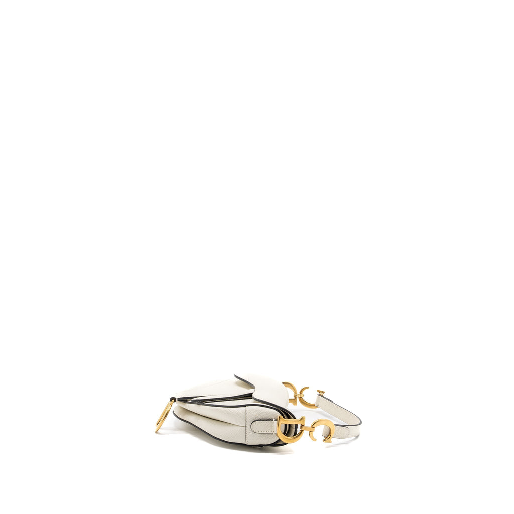 DIOR MINI SADDLE BAG GRAINED CALFSKIN WHITE GHW