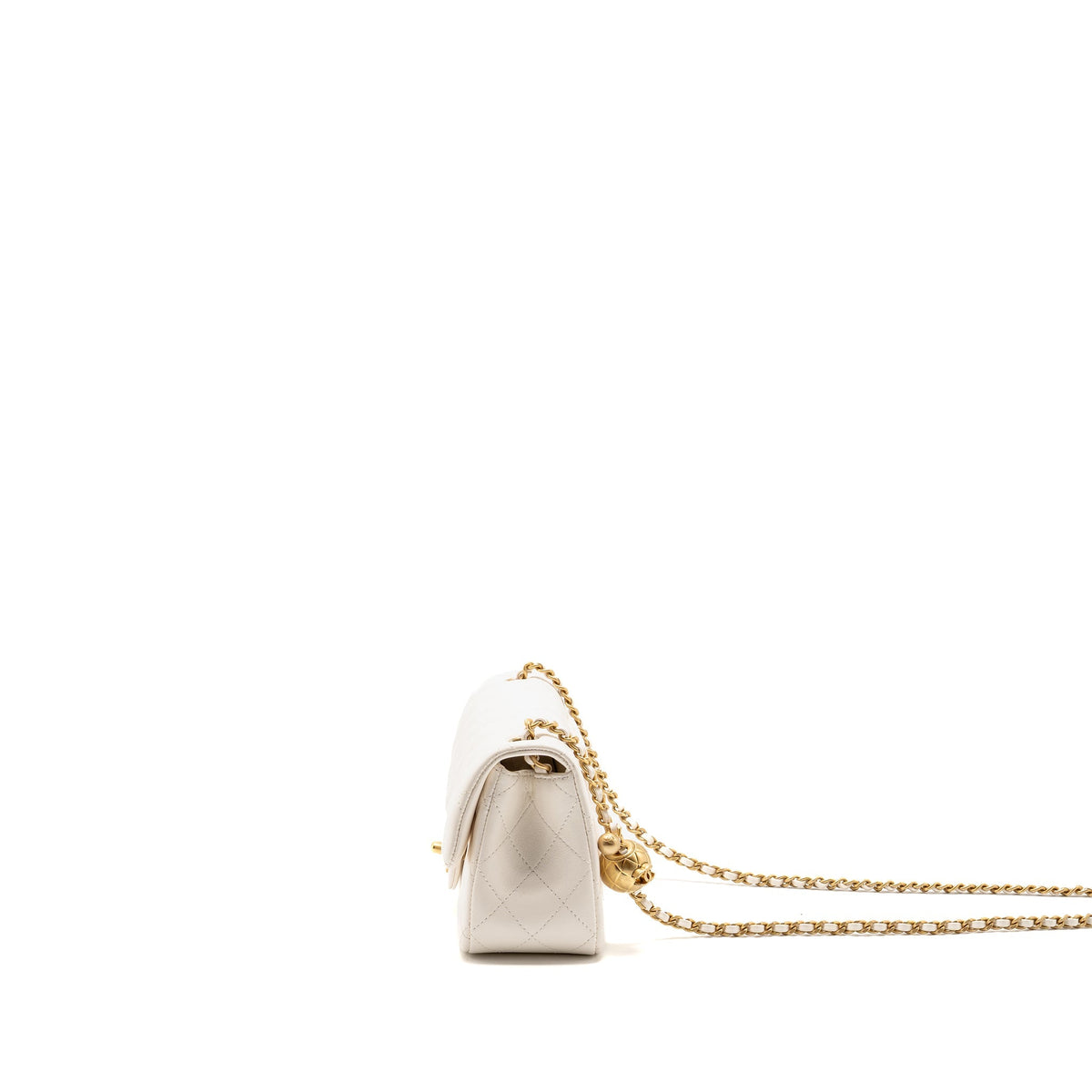 Chanel 26c Pearl Crush mini rectangular flap bag lambskin white GHW (microchip)