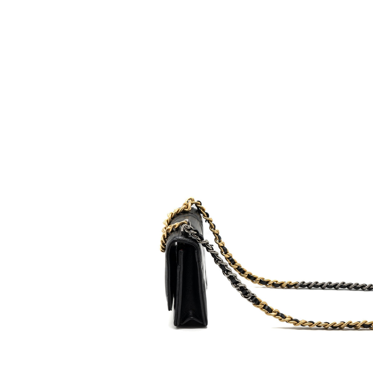 CHANEL 19 WALLET ON CHAIN LAMBSKIN BLACK MULTICOLOUR HARDWARE (MICROCHIP)