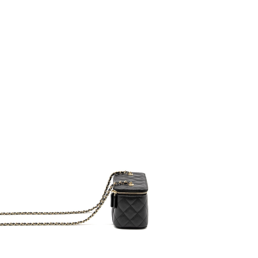 CHANEL LONG VANITY WITH CHAIN CAVIAR BLACK LGHW