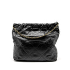 CHANEL MEDIUM 22 BAG SHINY CALFSKIN BLACK GHW (MICROCHIP)