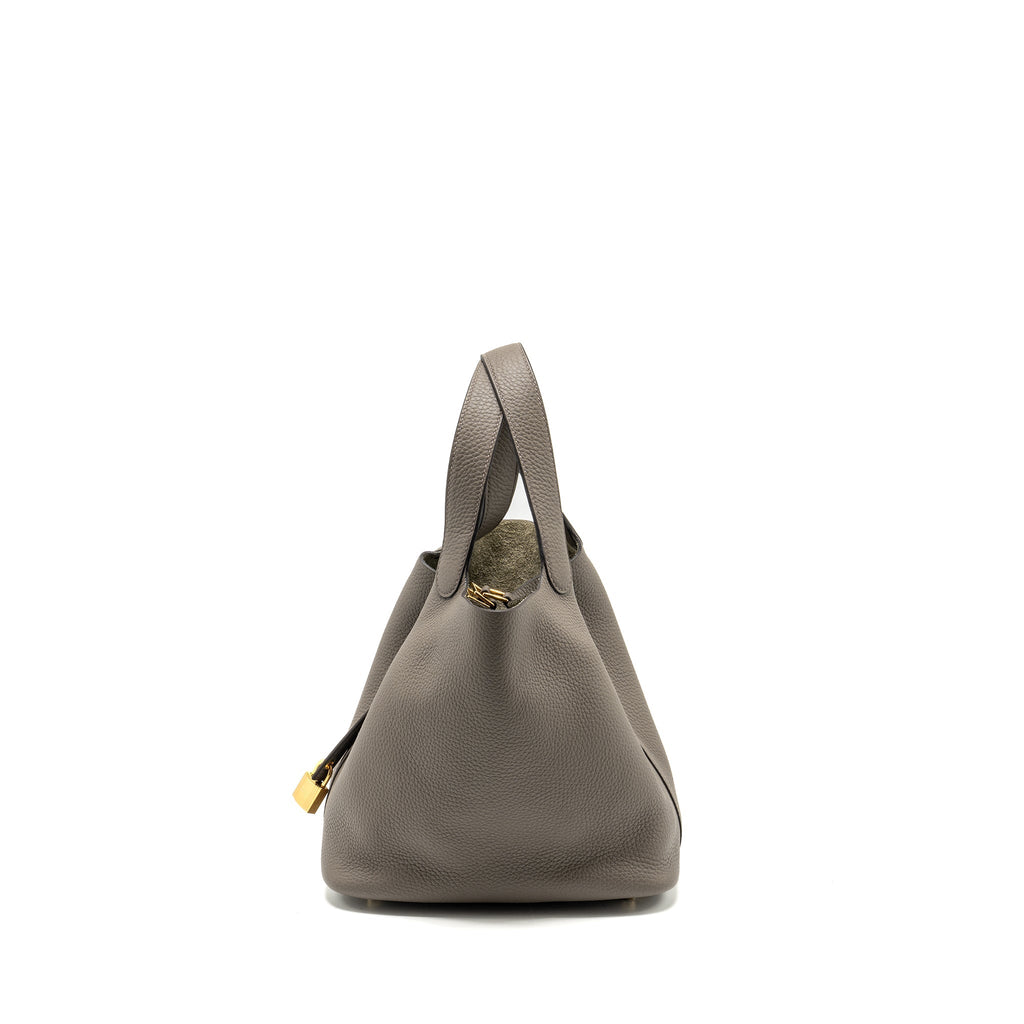 Hermes Picotin 22 Lock Bag Clemence Gris Etain GHW