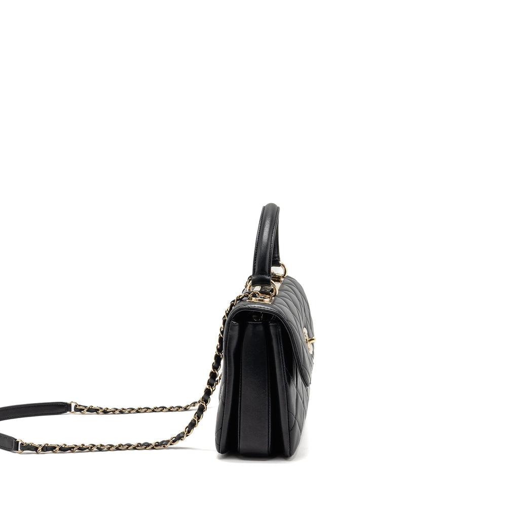 CHANEL TOP HANDLE TRENDY CC FLAP BAG LAMBSKIN BLACK LGHW
