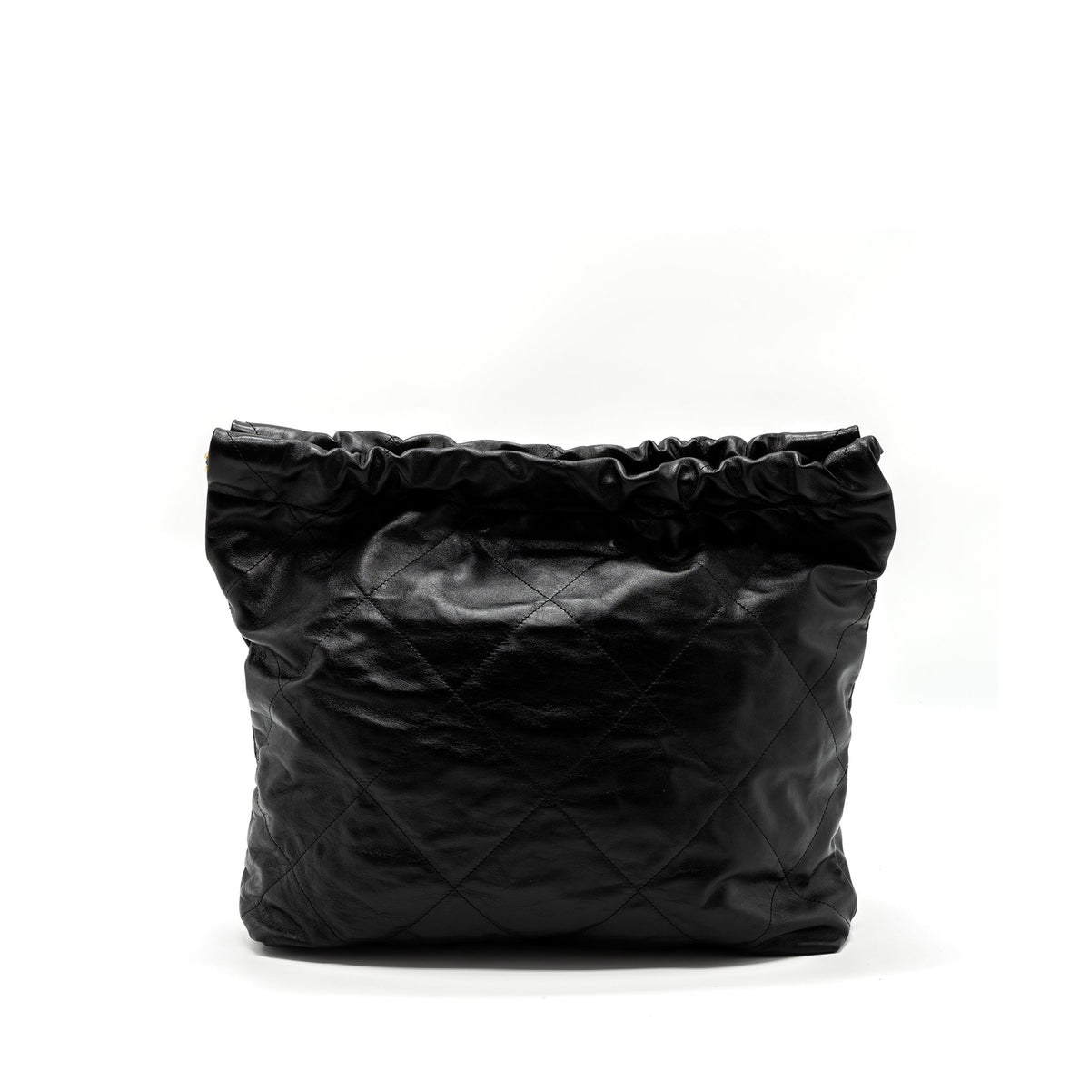 CHANEL MEDIUM 22 BAG SHINY CALFSKIN BLACK BRUSHED GHW(MICROCHIP)