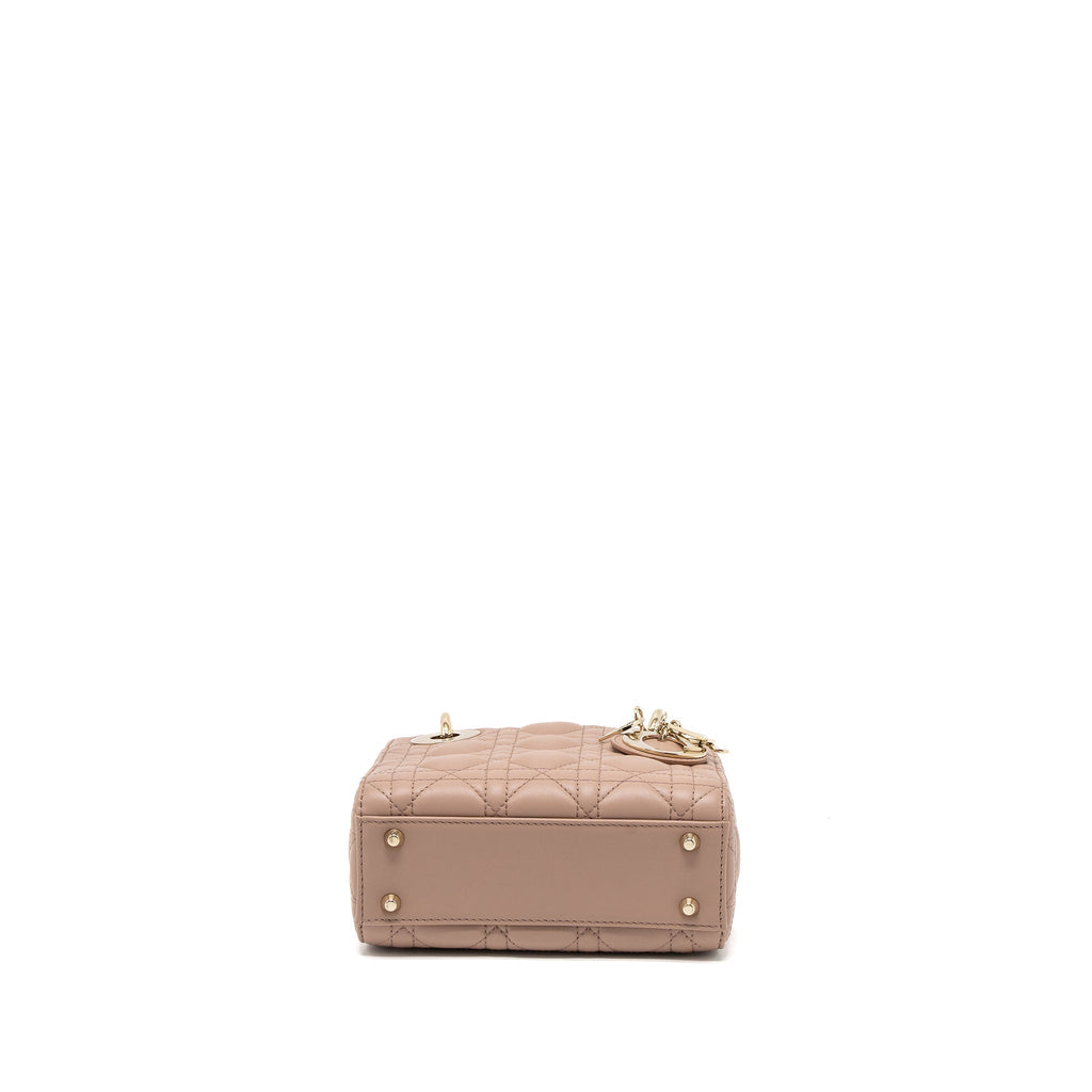 DIOR MINI LADY DIOR CANNAGE LAMBSKIN BLUSH LGHW