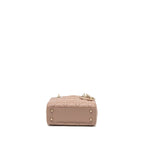 DIOR MINI LADY DIOR CANNAGE LAMBSKIN BLUSH LGHW
