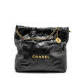 CHANEL MEDIUM 22 BAG SHINY CALFSKIN BLACK GHW (MICROCHIP)