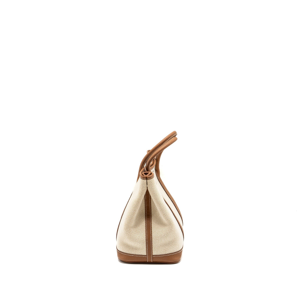 HERMES GARDEN PARTY 30 CANVAS/NEGONDA ECRU/DESERT/GOLD SHW