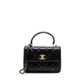 CHANEL TOP HANDLE TRENDY CC FLAP BAG LAMBSKIN BLACK LGHW