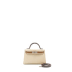 Hermes mini kelly II epsom nata / chai / gris Meyer SHW