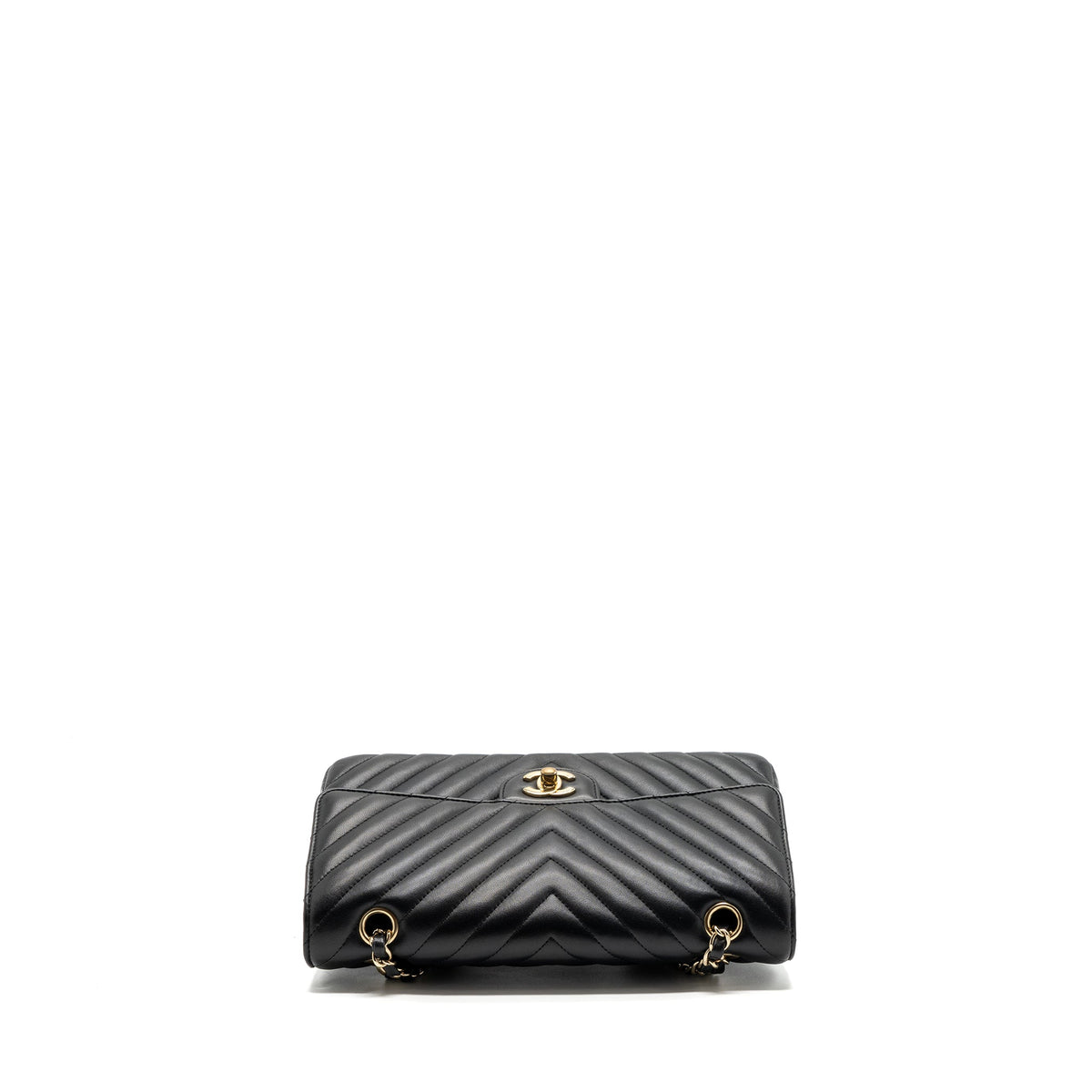 CHANEL MEDIUM CLASSIC DOUBLE FLAP BAG LAMBSKIN CHEVRON BLACK LGHW