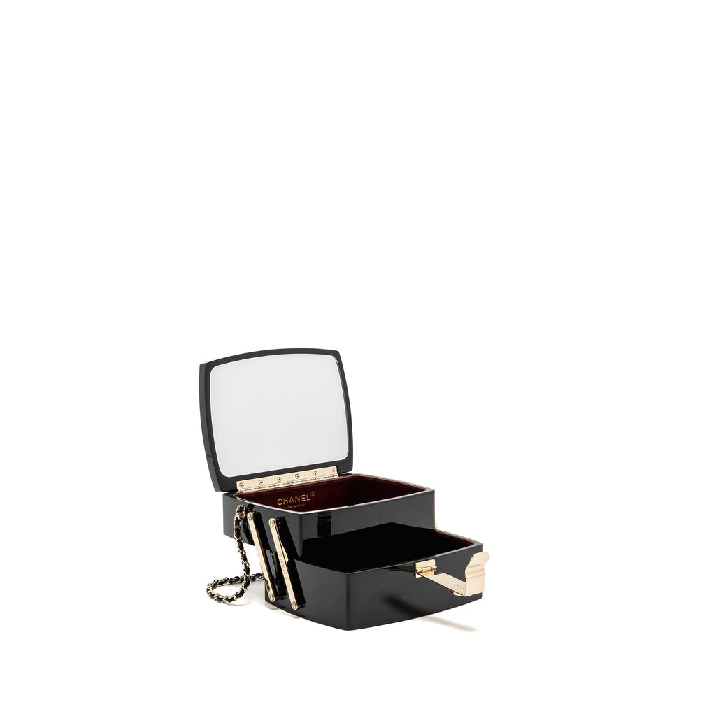 Chanel 2016 moonlight Minaudiere evening bag lucite / crystal black LGHW