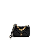 CHANEL 19 WALLET ON CHAIN LAMBSKIN BLACK MULTICOLOUR HARDWARE (MICROCHIP)