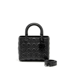 DIOR MEDIUM LADY DIOR ULTRAMATTE CANNAGE CALFSKIN SO BLACK