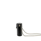 CHANEL CC ROUND VANITY CASE WITH CHAIN LAMBSKIN BLACK LGHW
