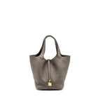 Hermes Picotin 22 Lock Bag Clemence Gris Etain GHW