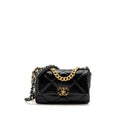 CHANEL SMALL 19 BAG LAMBSKIN BLACK MULTICOLOUR HARDWARE  (MICROCHIP)