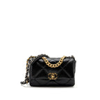 CHANEL SMALL 19 BAG LAMBSKIN BLACK MULTICOLOUR HARDWARE  (MICROCHIP)