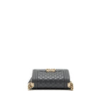 CHANEL SMALL BOY BAG CAVIAR GREY LGHW (MICROCHIP)