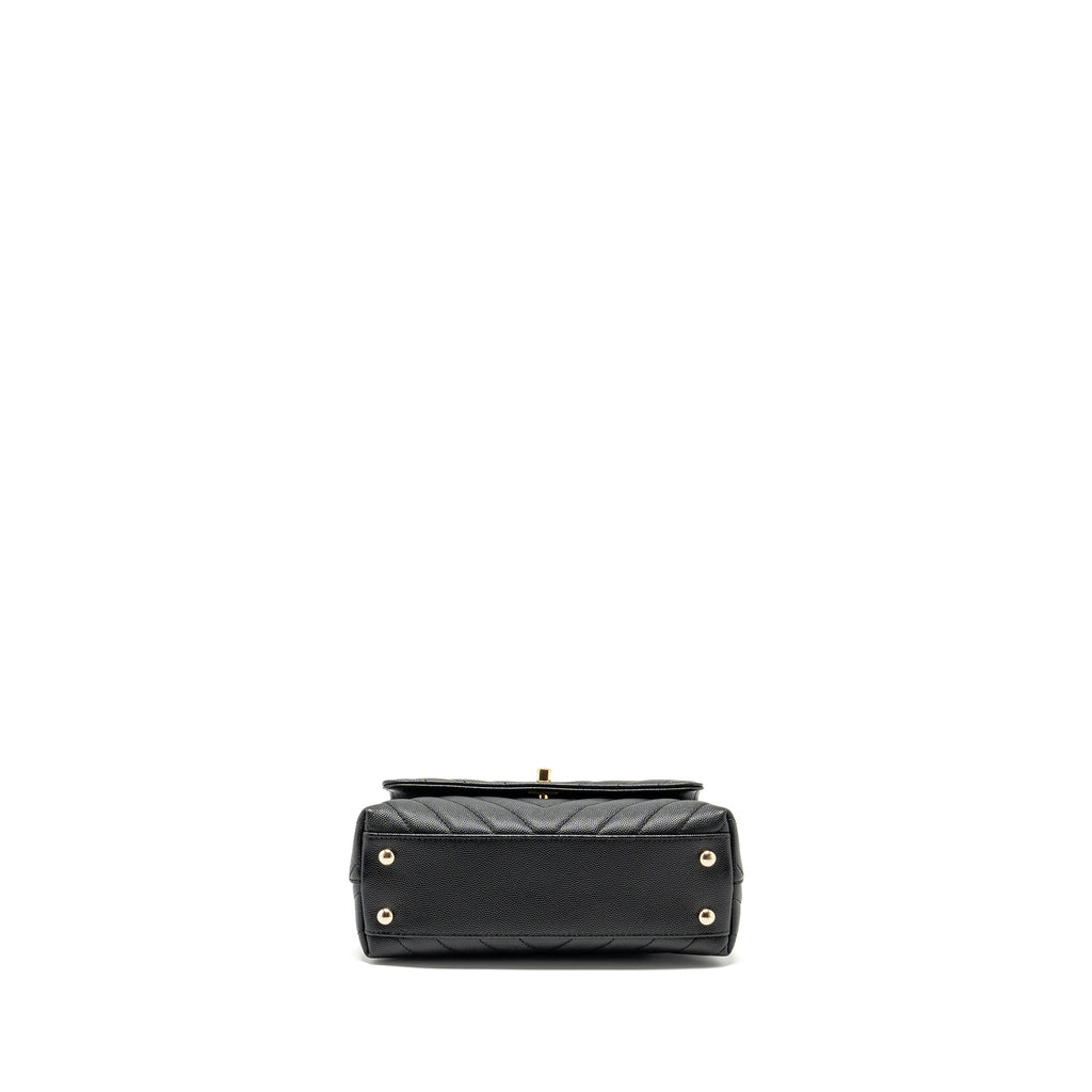 CHANEL SMALL COCO HANDLE CHEVRON CAVIAR BLACK LGHW
