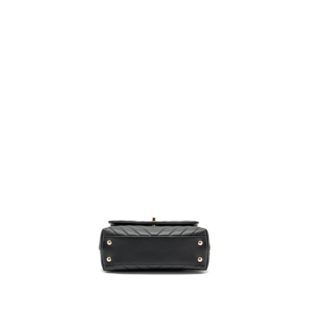 CHANEL SMALL COCO HANDLE CHEVRON CAVIAR BLACK LGHW