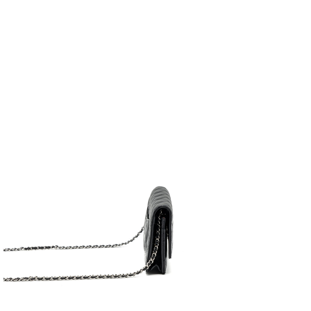 CHANEL CLASSIC WALLET ON CHAIN CAVIAR BLACK SHW (MICROCHIP)