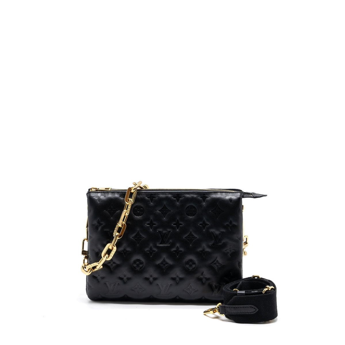 LOUIS VUITTON COUSSIN PM MONOGRAM EMPREINTE LAMBSKIN BLACK GHW (NEW VERSION)