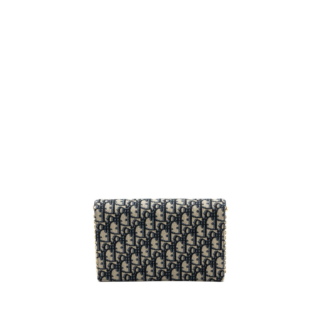DIOR SADDLE POUCH BLUE DIOR OBLIQUE JACQUARD CANVAS GHW