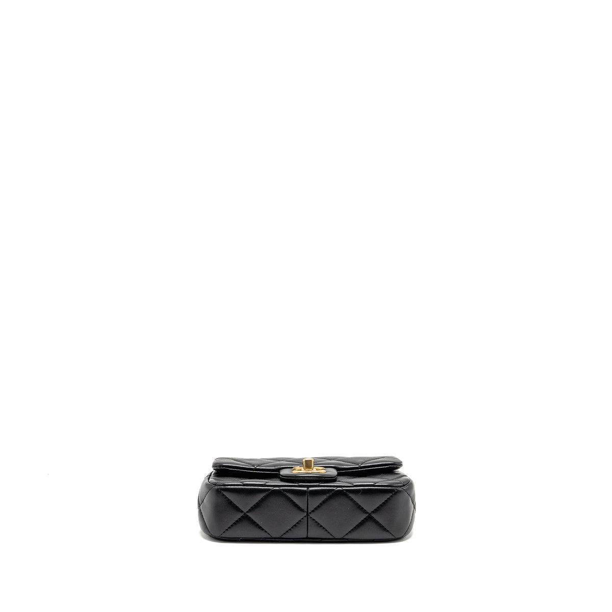 CHANEL 24S PEARL ADJUSTABLE CHAIN MINI FLAP BAG LAMBSKIN BLACK GHW (MICROCHIP)