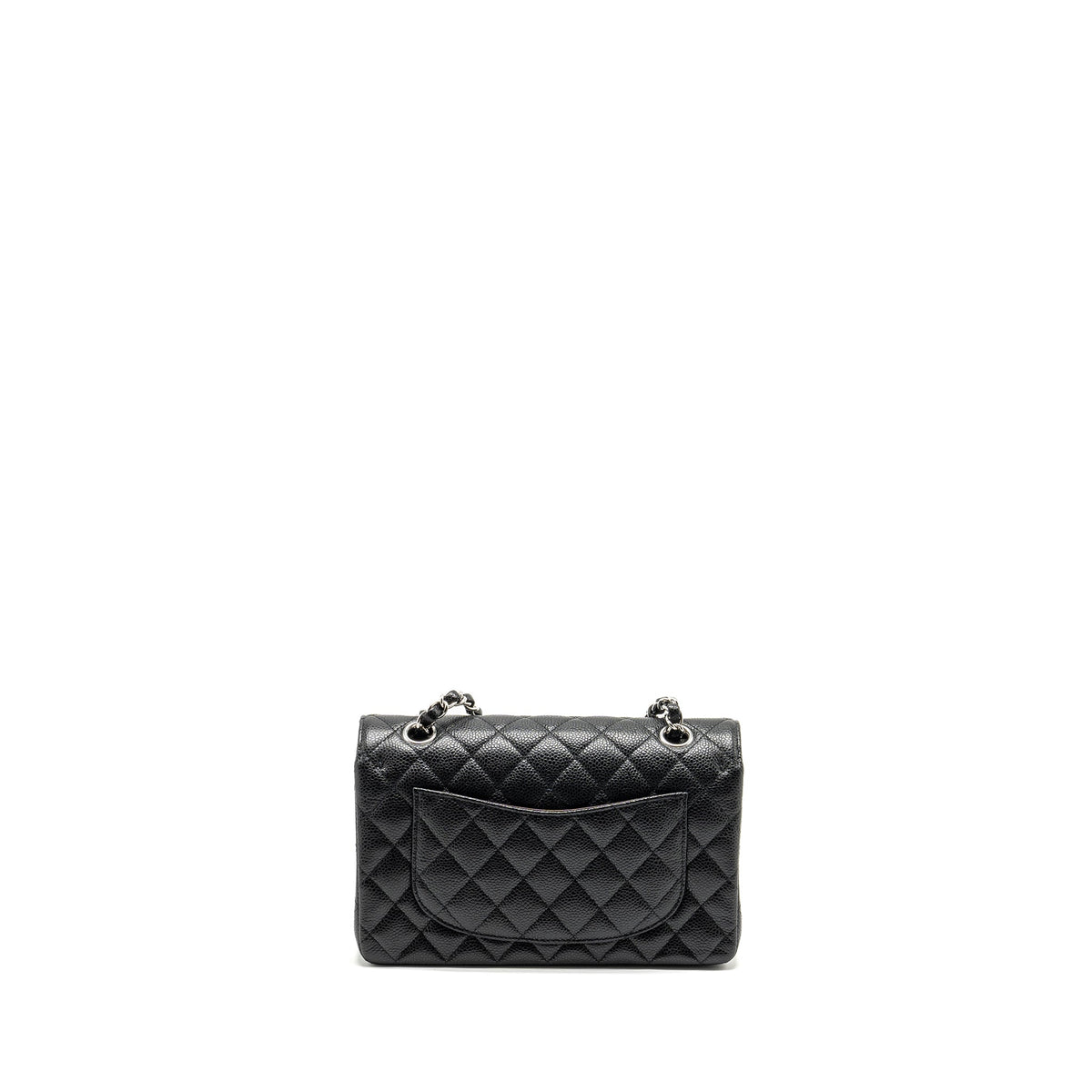 CHANEL SMALL CLASSIC DOUBLE FLAP BAG CAVIAR BLACK SHW (MICROCHIP)