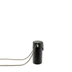 CHANEL CC ROUND VANITY CASE WITH CHAIN LAMBSKIN BLACK LGHW