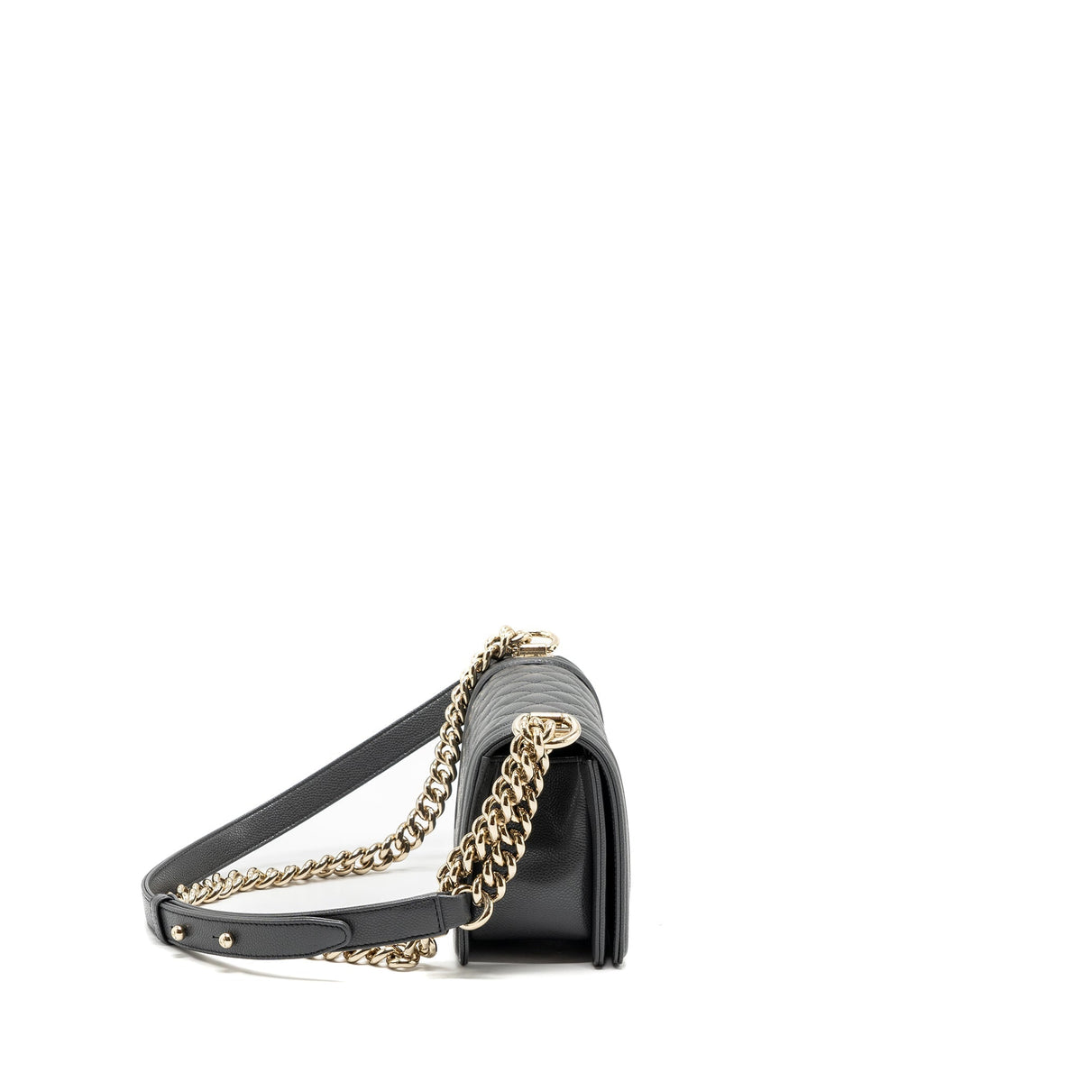 CHANEL SMALL BOY BAG CAVIAR GREY LGHW (MICROCHIP)