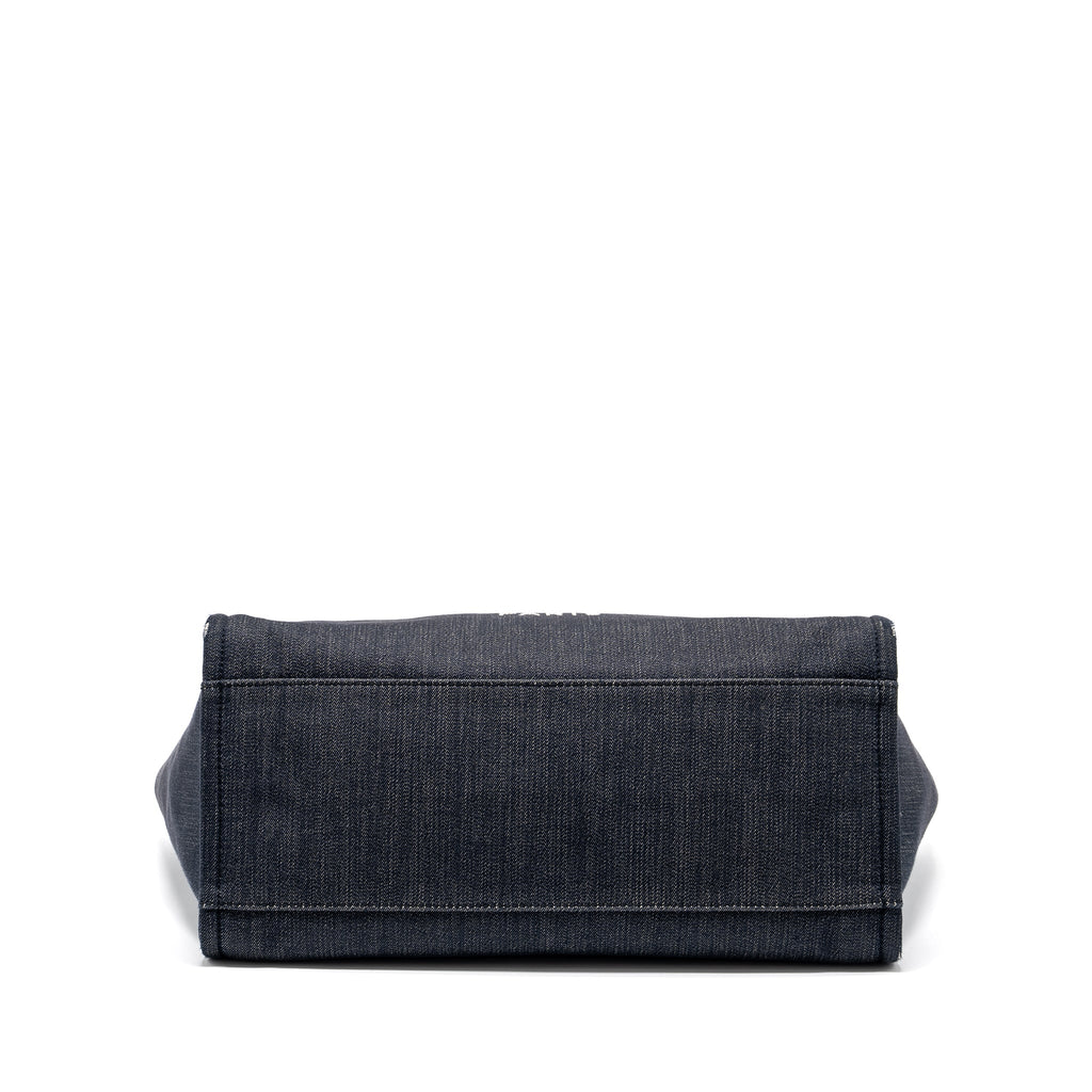 CHANEL DEAUVILLE TOTE BAG DENIM/CALFSKIN DARK BLUE SHW