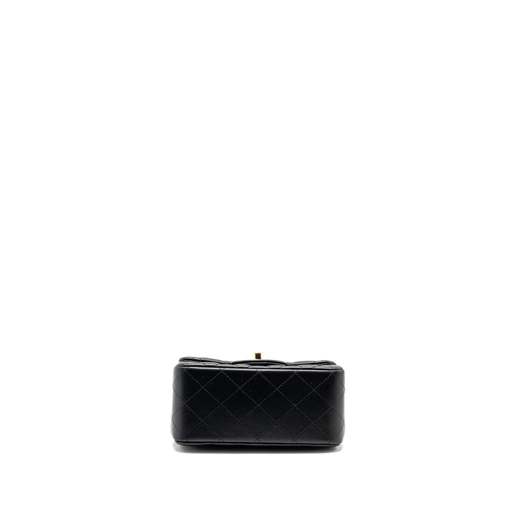 CHANEL MINI SQUARE FLAP BAG LAMBSKIN BLACK LGHW (MICROCHIP)