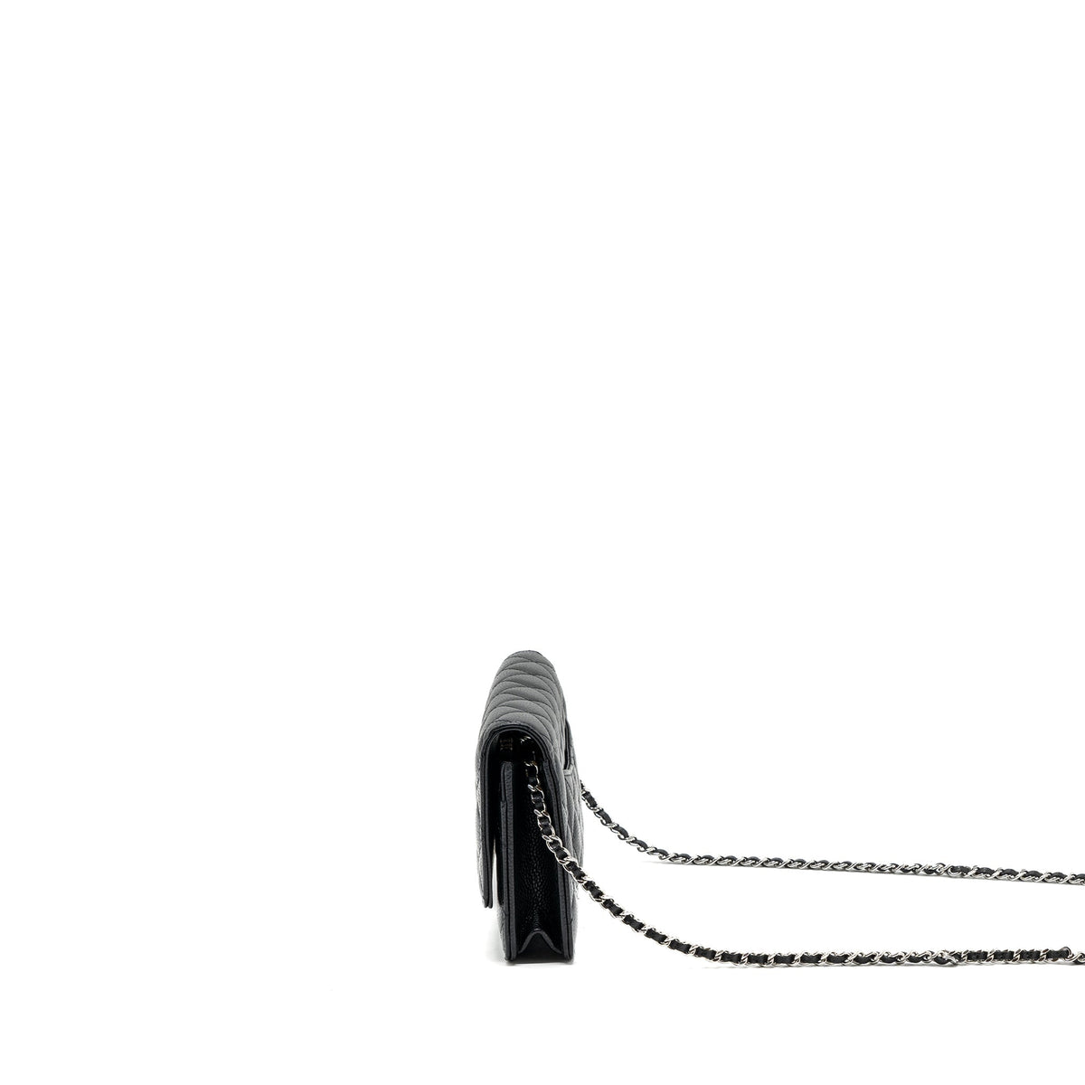 CHANEL CLASSIC WALLET ON CHAIN CAVIAR BLACK SHW (MICROCHIP)