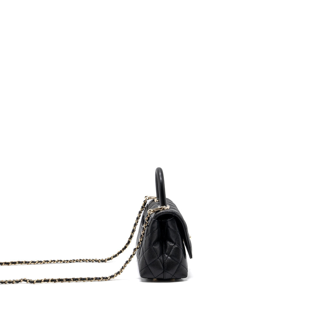 CHANEL COCO HANDLE MINI CAVIAR BLACK LGHW (MICROCHIP)