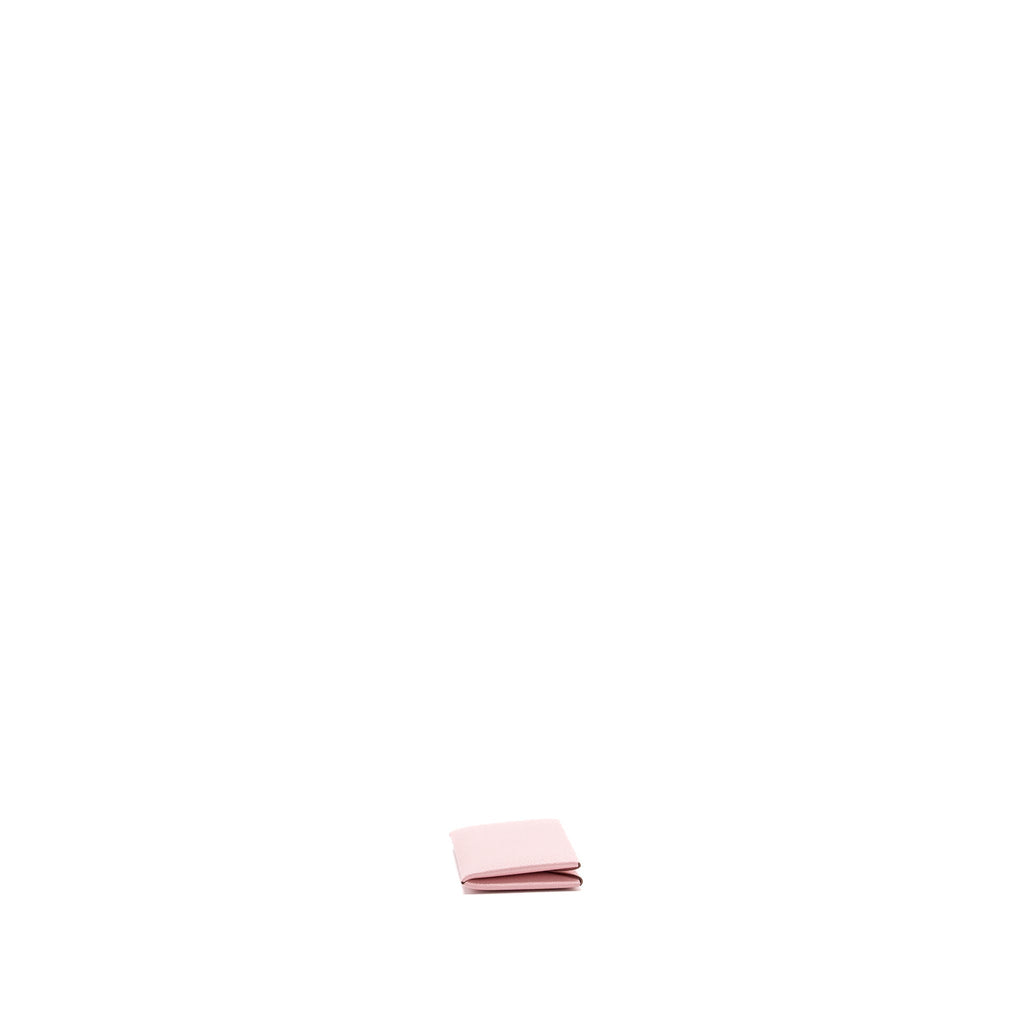 Hermes Calvi card holder chevre rose sakura SHW