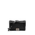 CHANEL MEDIUM BOY BAG CAVIAR BLACK SHW (MICROCHIP)