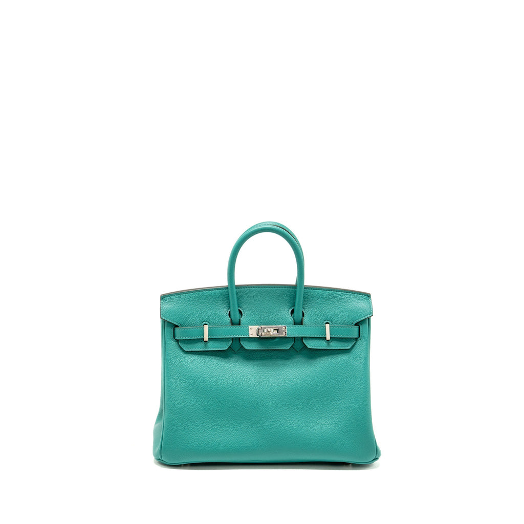 Hermes Birkin 25 Taurillon Novello Vert Verona/Rose Lipstick SHW